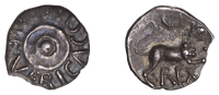 ATREBATES and REGNI, Verica (c. AD 10 - 40), silver Unit, Circles type, central pellet within two circles, verica...
