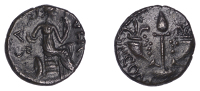 British Iron Age, ATREBATES and REGNI, Verica (AD 10 - 40), silver Unit, Cornucopia Victory type, thyrsus between...