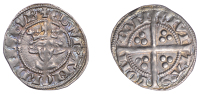 Edward I (1272-1307), New coinage, Penny, class 8a, London, face with pointed chin, broken central fleur in...
