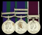 Three: Captain F. H. Harbottle, Royal Army Pay Corps

General Service 1918-62, 1 clasp, Cyprus (14109684 S/Sgt. F....