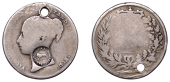 Costa Rica, Republic, Réal, type VI countermark on obv. of Victoria Shilling (KM. 90). Coin about fine, countermark...
