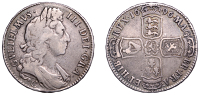 William III (1694-1702), Halfcrown, 1696c, large shields, early harp, edge octavo (ESC 1065; S 3483). Fine or better...
