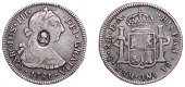 George III (1760-1820), Emergency issues, CHILE, Charles III, 2 Réales, 1781da, Santiago, obv. countermarked with...