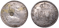George III (1760-1820), Emergency issues, BOLIVIA, Charles III, 8 Réales, 1788pr, Potosí, obv. countermarked with...
