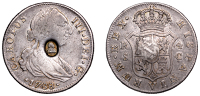George III (1760-1820), Emergency issues, Spain, Charles III, 4 Réales, 1788c, Seville, obv. countermarked with...