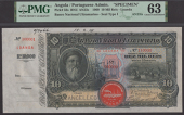 Banco Nacional Ultramarino, Angola, printers archival specimen 10 Mil Reis, 1 March 1909, serial number range 100001...
