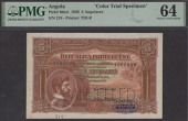 Republica Portuguesa, Angola, colour trial 5 Angolares, 14 August 1926, serial number V000000, perforated CANCELLED,...