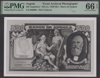 Banco de Angola, obverse (2) and reverse (2) photographs showing designs for 500 Angolares, ND (c. 1940’s), zero...