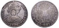 George III (1760-1820), Emergency issues, MEXICO, Charles III, 8 Reales, 1779ff, Mexico City, obv. countermarked...