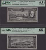 Banco de Angola, De La Rue archival photographs showing obverse and reverse designs for 20 Escudos, ND (1954-56),...