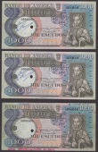 Banco de Angola, specimen 1000 Escudos (3), 10 June 1973, all with serial number AB00000, single cancelaltion hole,...