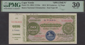 Banco Nacional Ultramarino, Cape Verde, printers archival specimen 50 Centavos, 5 November 1914, serial number range...
