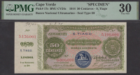 Banco Nacional Ultramarino, Cape Verde, printers archival specimen 50 Centavos, 5 November 1914, serial number range...