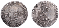 Charles I (1625-1649), Aberystwyth mint, Shilling, mm. book, large bust, beaded inner circles and plumes with band...
