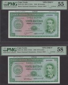 Banco Nacional Ultramarino, Cape Verde, printers archival specimen 20 Escudos (2), 16 June 1958, serial number...