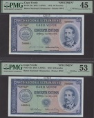 Banco Nacional Ultramarino, Cape Verde, printers archival specimen 50 Escudos (2), 4 April 1972, serial number...