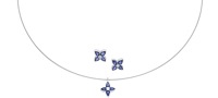 A sapphire and diamond necklace and earring suite by Boodle & Dunthorne, 2003, the wirework torque suspending a...