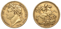George IV (1820-1830), Sovereign, 1823 (M 7; S 3800). Good fine, rare	 £800-£1,000