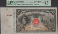 Banco Nacional Ultramarino, Mozambique, specimen 20 Mil Reis, 2 January 1908, serial number 00000, Alfredo Mendes da...
