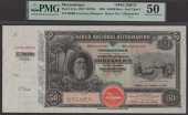 Banco Nacional Ultramarino, Mozambique, specimen 50 Mil Reis, 2 January 1908, manuscript serial number 00000,...