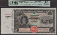Banco Nacional Ultramarino, Mozambique, specimen 50 Mil Reis, 2 January 1908, manuscript serial number 00000,...