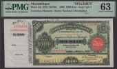 Banco Nacional Ultramarino, Mozambique, printers archival specimen 1000 Reis, 1 March 1909, serial number range...