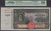 Banco Nacional Ultramarino, Mozambique, printers archival specimen 10 Mil Reis, 1 March 1909, serial number range...