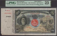 Banco Nacional Ultramarino, Mozambique, printers archival specimen 20 Mil Reis, 1 March 1909, serial number range...