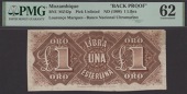 Banco Nacional Ultramarino, Mozambique, reverse proof for an unused design for 1 Libra Esterlina, ND (1908), small...