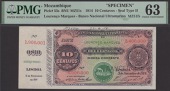 Banco Nacional Ultramarino, Mozambique, printers archival specimen 10 Centavos, 5 November 1914, serial number range...