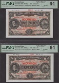 Banco Nacional Ultramarino, Mozambique, printers archival specimen 5 Escudos (2), 1 September 1941, serial number...