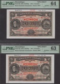 Banco Nacional Ultramarino, Mozambique, printers archival specimen 5 Escudos (2), 1 September 1941, serial number...