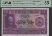 Banco Nacional Ultramarino, Mozambique, printers archival specimen 500 Escudos, 27 March 1941, serial number range...