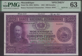 Banco Nacional Ultramarino, Mozambique, printers archival specimen 500 Escudos, 27 March 1941, serial number range...