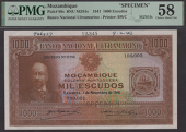 Banco Nacional Ultramarino, Mozambique, printers archival specimen 1000 Escudos, 1 November 1941, serial number...