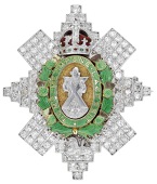 Regimental interest: An enamel and diamond Black Watch sweetheart brooch, the Star of the Order of the Thistle set...