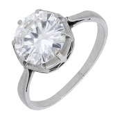 A diamond single stone ring, the brilliant-cut diamond, weighing 2.00 carats, in a raised claw setting, ring size...