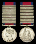 A rare 12-clasp M.G.S. medal awarded to Sergeant Thomas Brazell, 88th Foot, whose distinguished bravery at the...