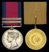 A scarce Egypt and Peninsula campaign pair awarded to Major-General Peter Dudgeon, 58th Foot, who was twice wounded...