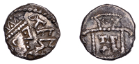 Early Anglo-Saxon Period, Sceatta, Primary series C2, radiate bust right, with square nose, aepa in runes before...