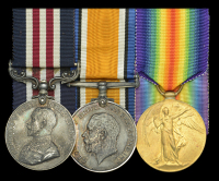 A Great War ‘Western Front’ M.M. group of three awarded to Private I. J. W. Stone, 7th Battalion, Middlesex...