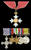 A fine post-war ‘Civil Division’ C.B.E., Second War Spitfire and Mustang pilot’s D.F.C. group of six awarded...