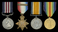 An unusual Great War ‘Western Front’ M.M. group of four awarded to Private F. Barnes, 1st Battalion, Middlesex...
