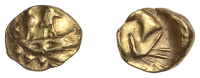 British Iron Age, ATREBATES and REGNI, Early Uninscribed issues, gold Quarter-Stater, Sills Insular type, crescent...