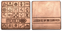 MEXICO, Olympic Games, Mexico City, 1968, a square bronze Participant's plaque by L. Wyman, sports pictograms...