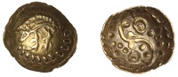 British Iron Age, CORIELTAUVI, Early Uninscribed issues, Quarter-Stater, Lindsey Scyphate type [North East 5-6],...