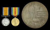 Pair: Private W. Barrett, Middlesex Regiment, who was killed in action during the Battle of Passchendaele on 20 June...
