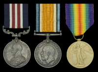 A Great War ‘Western Front’ M.M. group of three awarded to Private F. Raby, 8th Battalion, Middlesex...