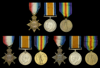 Three: Private H. Bradford, Middlesex Regiment
1914-15 Star (3374 Pte. H. Bradford. Midd’x R.); British War and...
