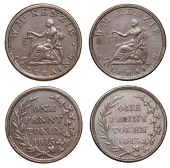 Co LONDONDERRY, Coleraine, William McKenzie, Pennies, 1813 (2), 16.88g/12h (W 1800), 17.30g/12h (W 1800a) [2]. First...